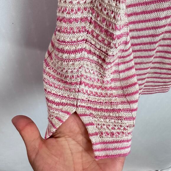 Nic + Zoe Sweater Tank Size XS Mariposa Linen Blend Cream Pink Stripes Coastal - Picture 5 of 9
